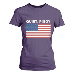 Quiet Piggy Patriotic Meme T Shirt For Women Satirical USA Flag Free Speech TS02 Purple Print Your Wear
