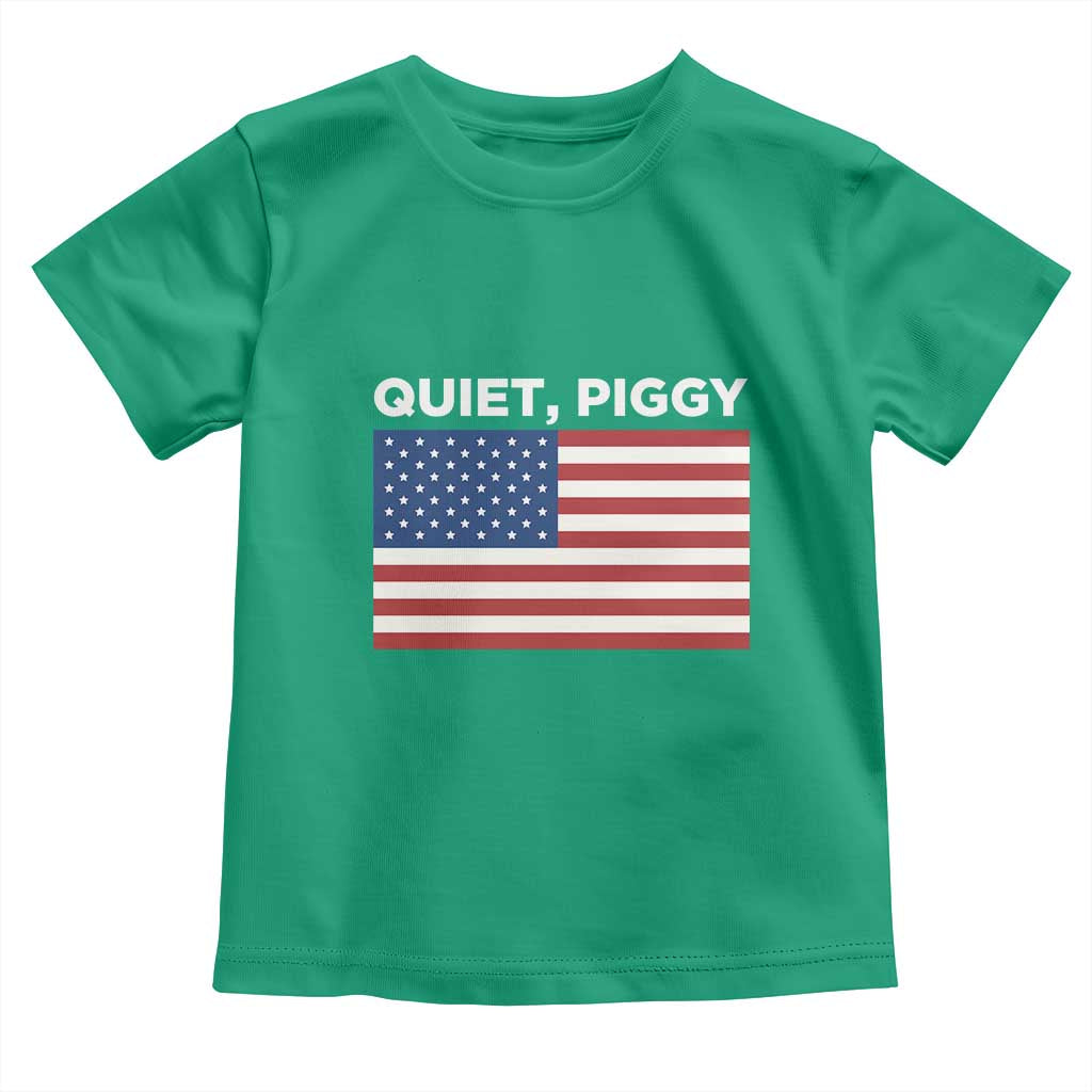 Quiet Piggy Patriotic Meme Toddler T Shirt Satirical USA Flag Free Speech TS02 Irish Green Print Your Wear