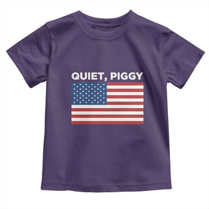 Quiet Piggy Patriotic Meme Toddler T Shirt Satirical USA Flag Free Speech TS02 Purple Print Your Wear
