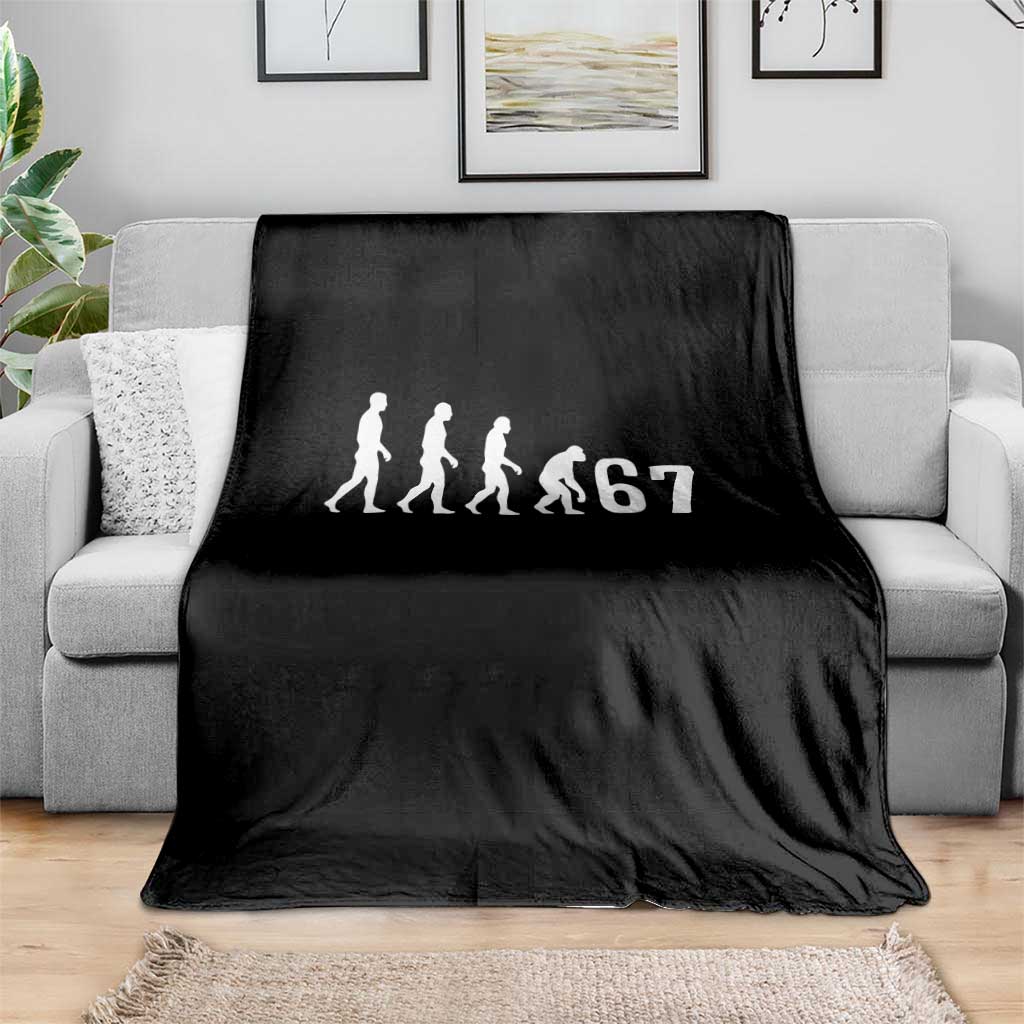Funny 67 Reverse Evolution Throw Blanket Sarcastic Six Seven Meme TS02 Print Your Wear