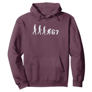 Funny 67 Reverse Evolution Hoodie Sarcastic Six Seven Meme TS02 Maroon Print Your Wear