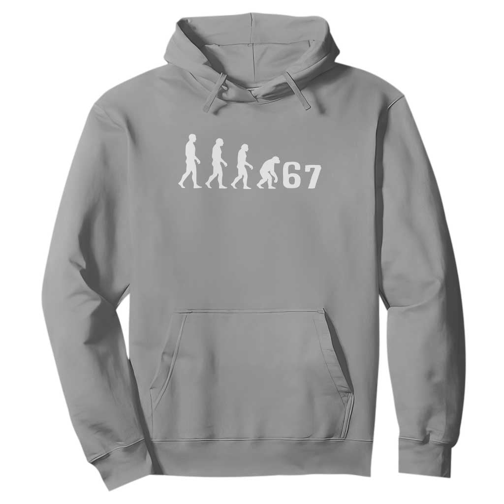 Funny 67 Reverse Evolution Hoodie Sarcastic Six Seven Meme TS02 Sport Gray Print Your Wear