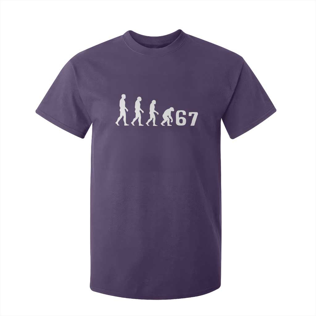 Funny 67 Reverse Evolution T Shirt For Kid Sarcastic Six Seven Meme TS02 Purple Print Your Wear