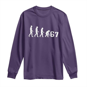 Funny 67 Reverse Evolution Long Sleeve Shirt Sarcastic Six Seven Meme TS02 Purple Print Your Wear