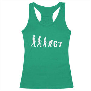 Funny 67 Reverse Evolution Racerback Tank Top Sarcastic Six Seven Meme TS02 Irish Green Print Your Wear
