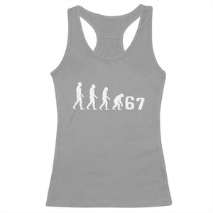 Funny 67 Reverse Evolution Racerback Tank Top Sarcastic Six Seven Meme TS02 Sport Gray Print Your Wear