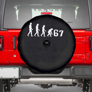 Funny 67 Reverse Evolution Spare Tire Cover Sarcastic Six Seven Meme TS02 Black Print Your Wear