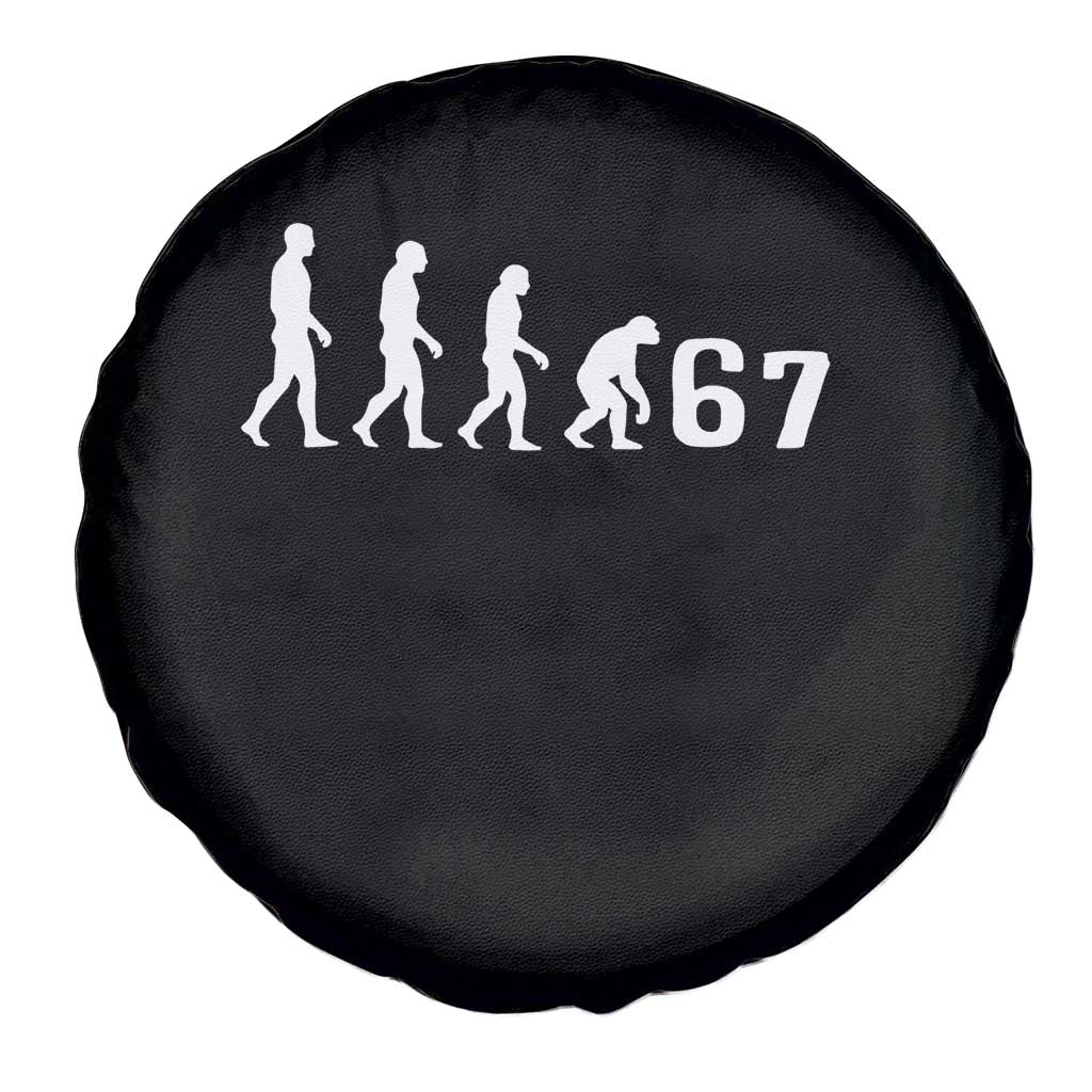 Funny 67 Reverse Evolution Spare Tire Cover Sarcastic Six Seven Meme TS02 Print Your Wear
