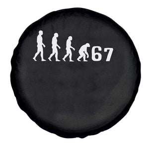Funny 67 Reverse Evolution Spare Tire Cover Sarcastic Six Seven Meme TS02 Print Your Wear