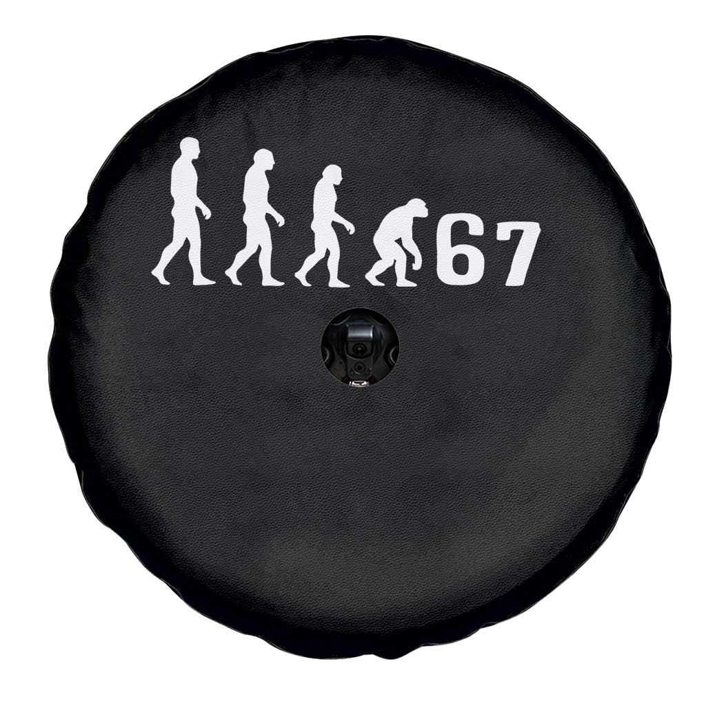 Funny 67 Reverse Evolution Spare Tire Cover Sarcastic Six Seven Meme TS02 Print Your Wear
