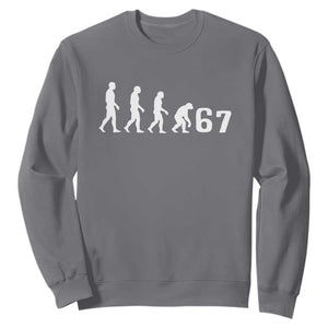 Funny 67 Reverse Evolution Sweatshirt Sarcastic Six Seven Meme TS02 Charcoal Print Your Wear