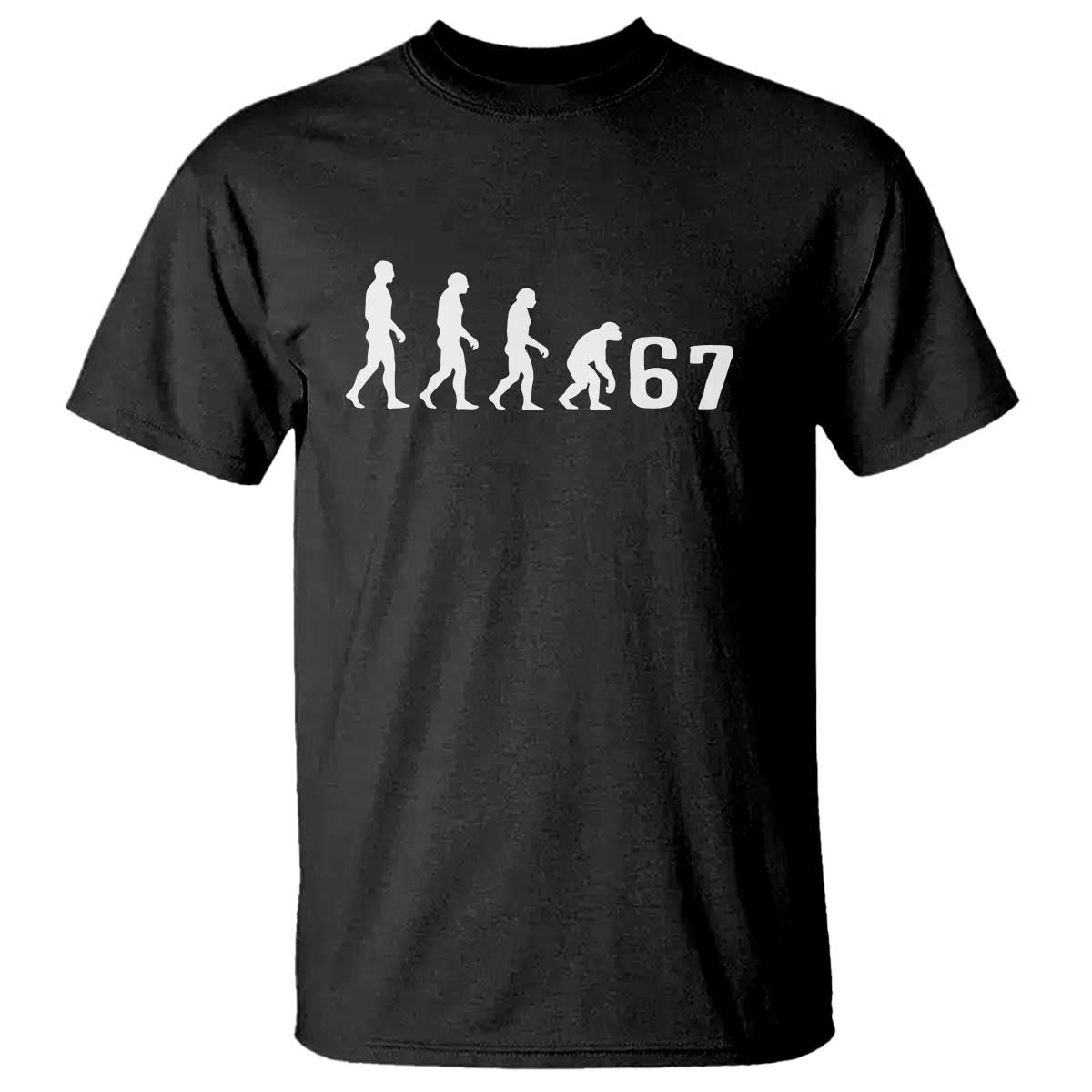 Funny 67 Reverse Evolution T Shirt Sarcastic Six Seven Meme TS02 Black Print Your Wear