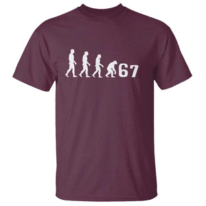 Funny 67 Reverse Evolution T Shirt Sarcastic Six Seven Meme TS02 Maroon Print Your Wear
