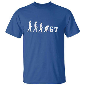 Funny 67 Reverse Evolution T Shirt Sarcastic Six Seven Meme TS02 Royal Blue Print Your Wear