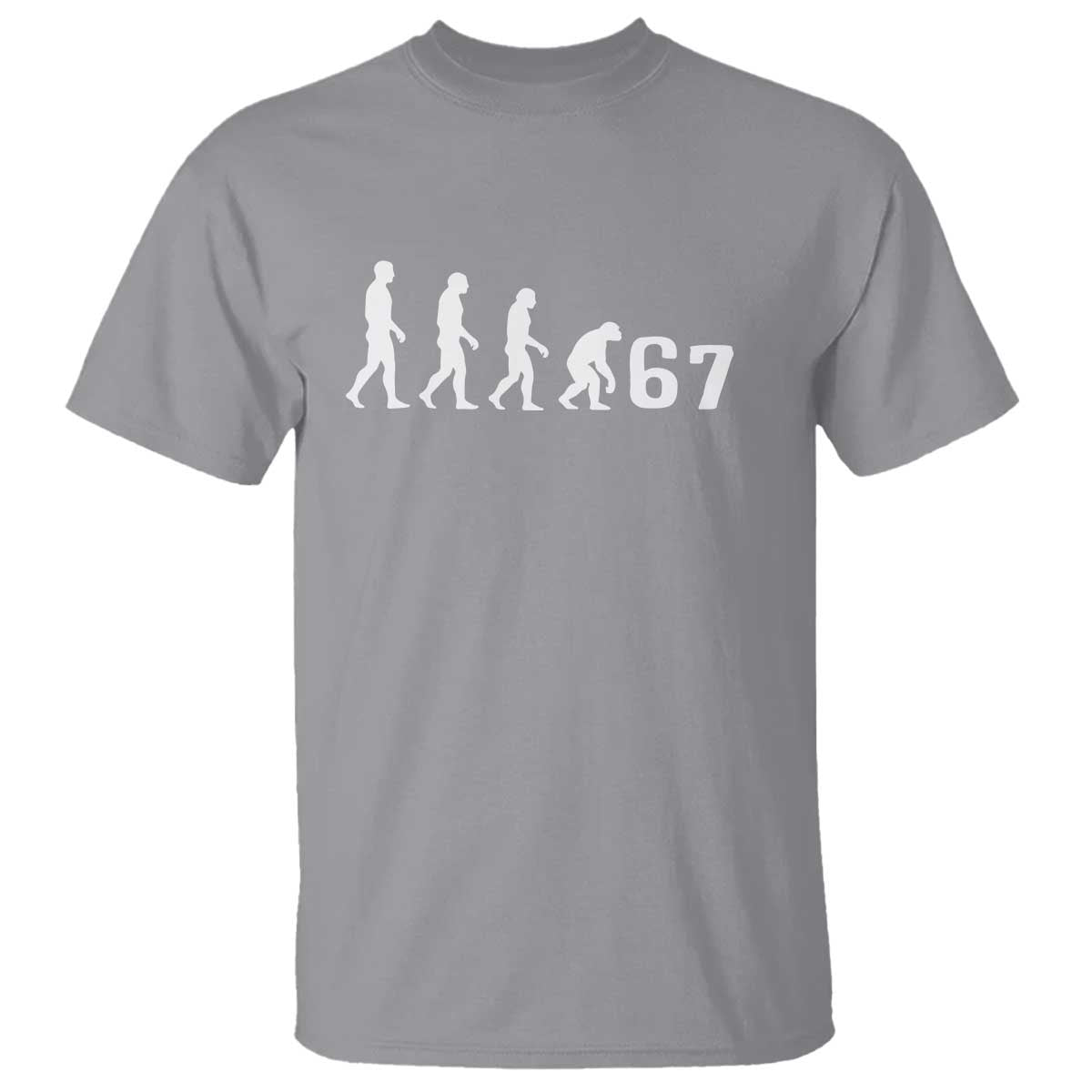 Funny 67 Reverse Evolution T Shirt Sarcastic Six Seven Meme TS02 Sport Gray Print Your Wear