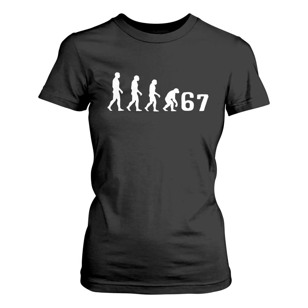 Funny 67 Reverse Evolution T Shirt For Women Sarcastic Six Seven Meme TS02 Black Print Your Wear