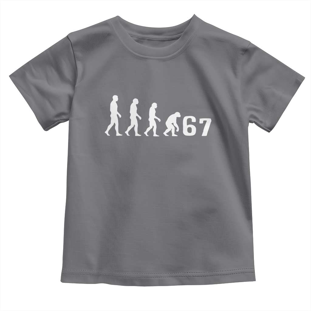 Funny 67 Reverse Evolution Toddler T Shirt Sarcastic Six Seven Meme TS02 Charcoal Print Your Wear