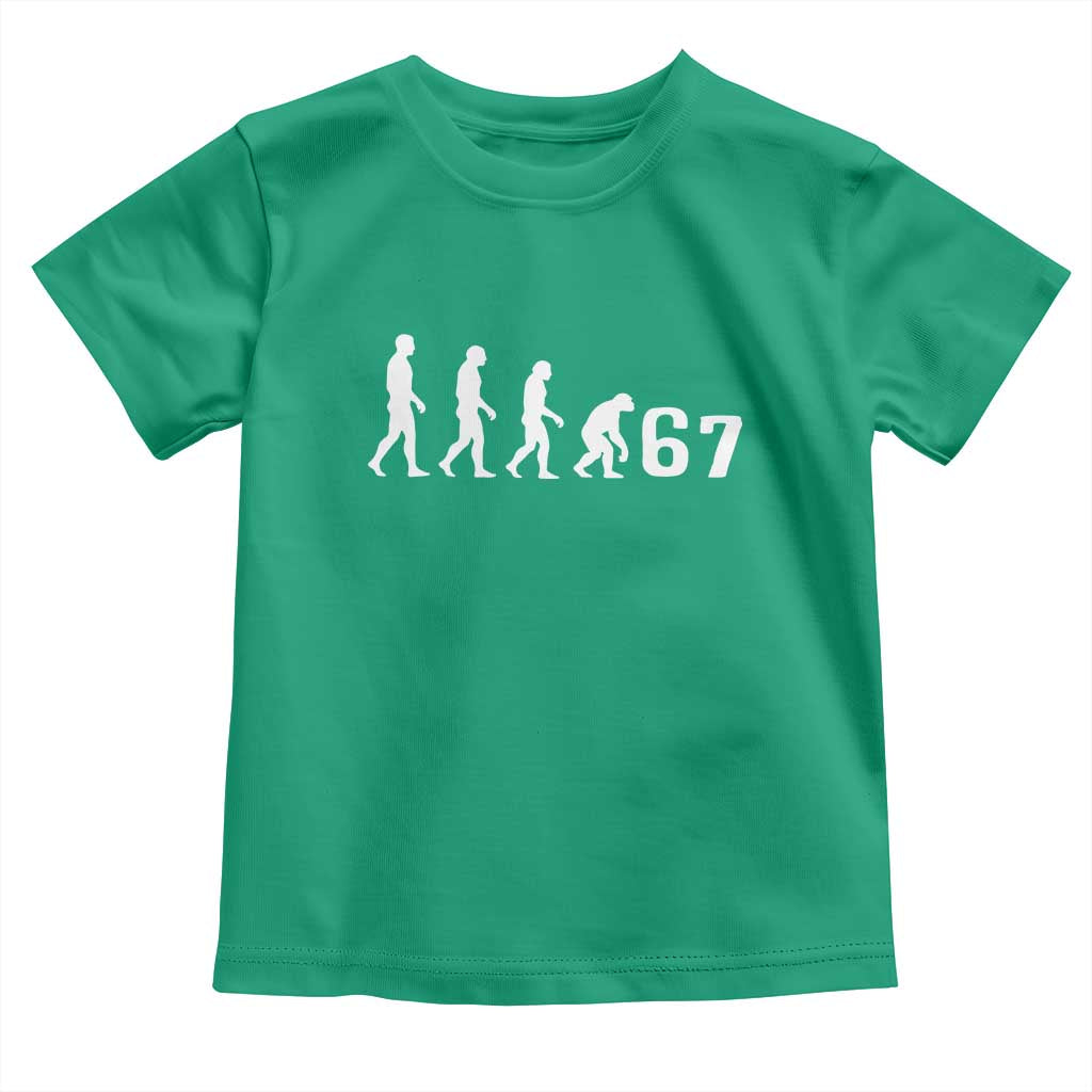 Funny 67 Reverse Evolution Toddler T Shirt Sarcastic Six Seven Meme TS02 Irish Green Print Your Wear