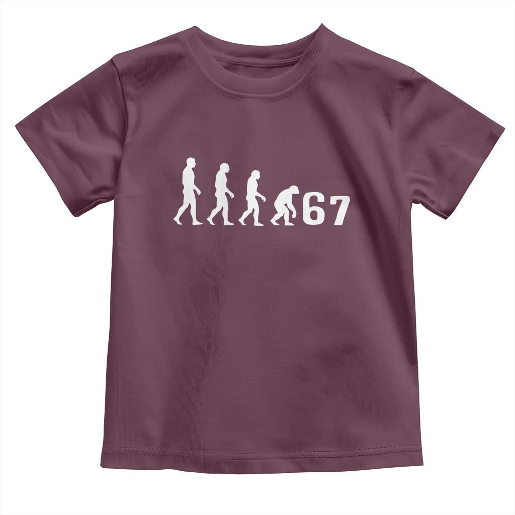 Funny 67 Reverse Evolution Toddler T Shirt Sarcastic Six Seven Meme TS02 Maroon Print Your Wear