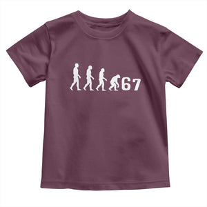 Funny 67 Reverse Evolution Toddler T Shirt Sarcastic Six Seven Meme TS02 Maroon Print Your Wear