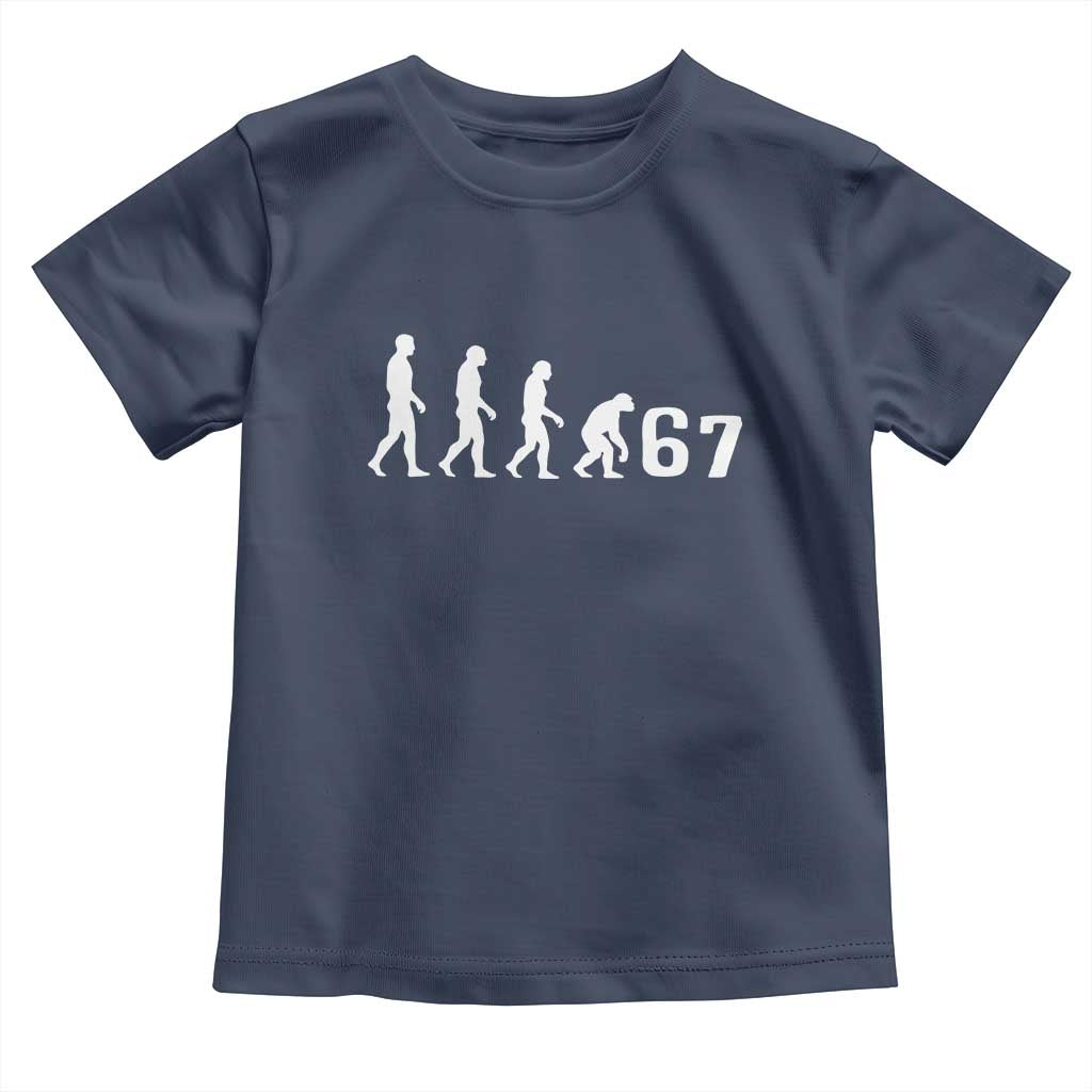 Funny 67 Reverse Evolution Toddler T Shirt Sarcastic Six Seven Meme TS02 Navy Print Your Wear