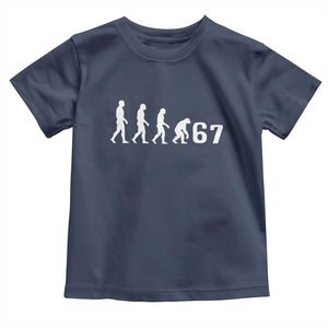Funny 67 Reverse Evolution Toddler T Shirt Sarcastic Six Seven Meme TS02 Navy Print Your Wear
