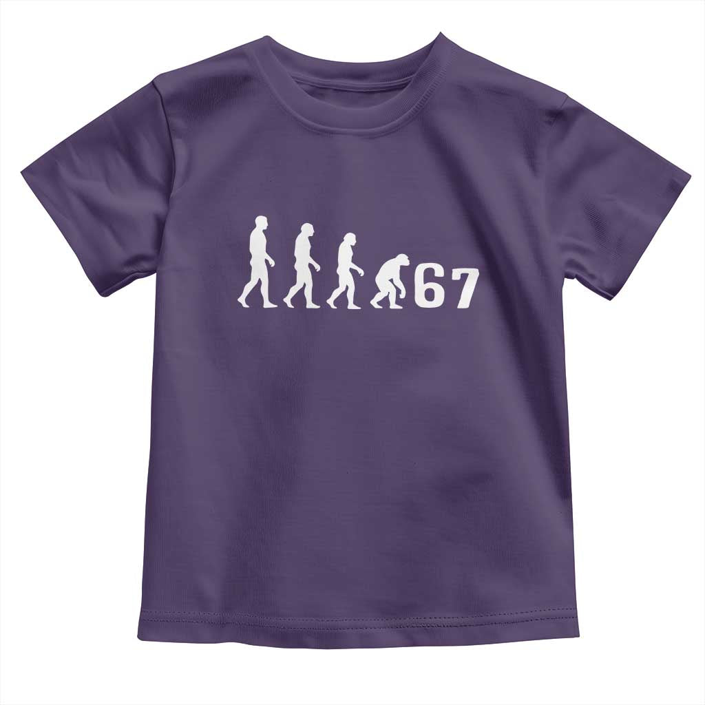 Funny 67 Reverse Evolution Toddler T Shirt Sarcastic Six Seven Meme TS02 Purple Print Your Wear