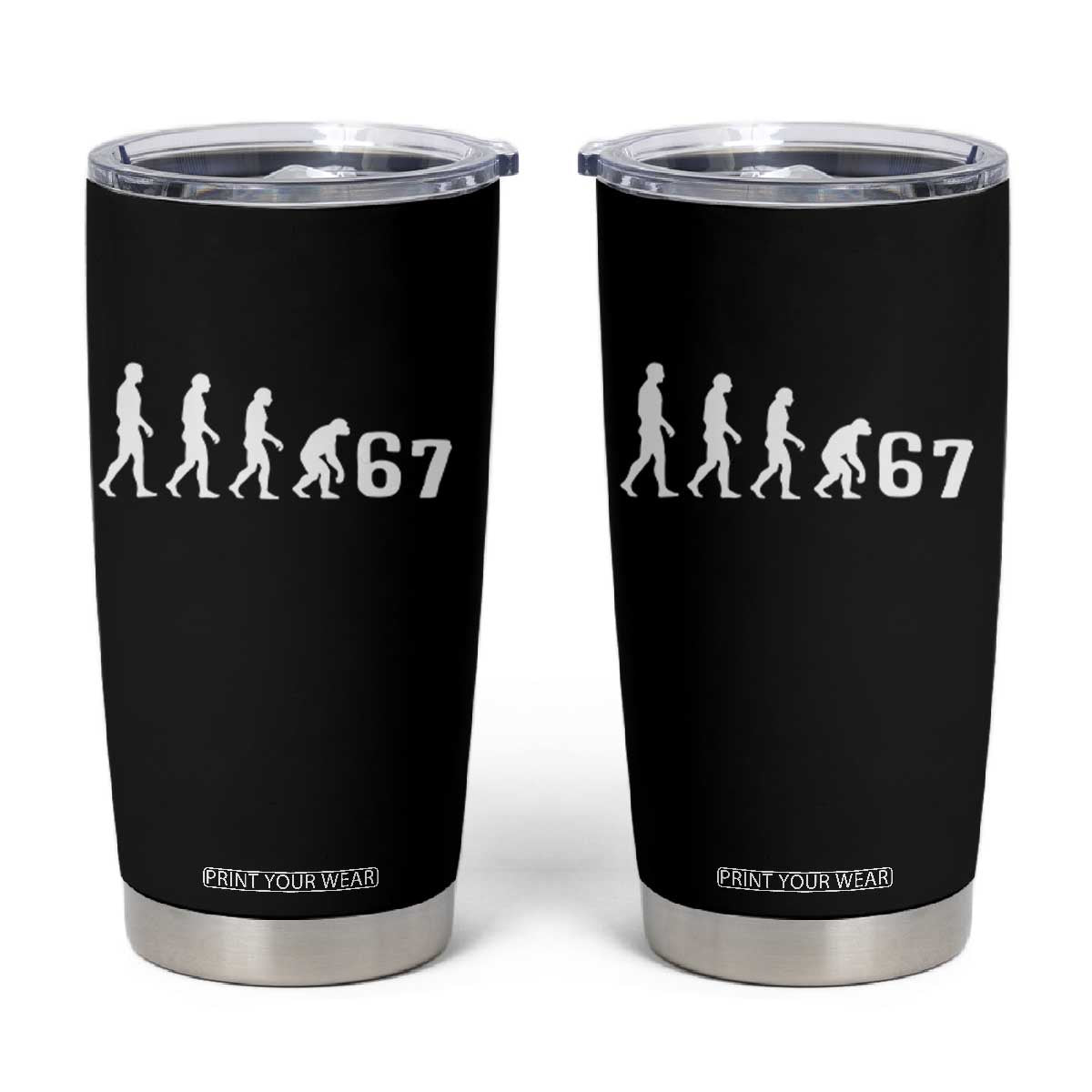 Funny 67 Reverse Evolution Tumbler Cup Sarcastic Six Seven Meme TS02 Black Print Your Wear