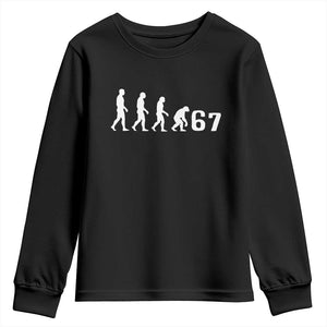 Funny 67 Reverse Evolution Youth Sweatshirt Sarcastic Six Seven Meme TS02 Black Print Your Wear