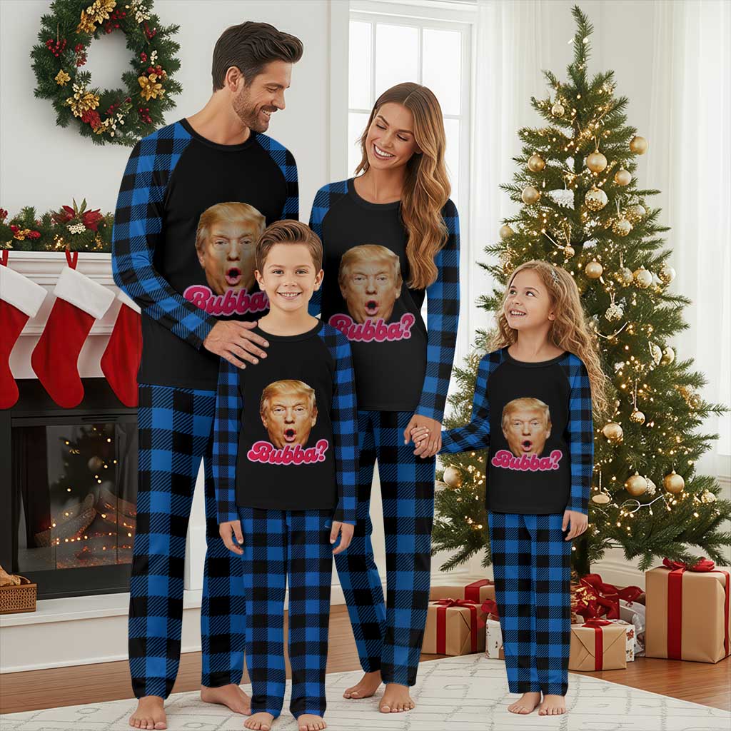 Funny Trump Bubba Viral Meme Plaid Pajama Set Sarcastic Blowing Bubble Hilarious TS02 Blue Plaid Print Your Wear
