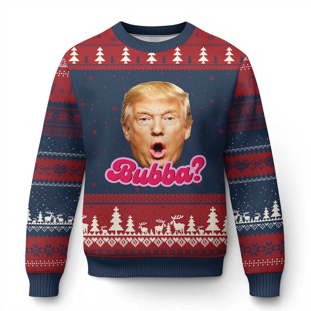 Funny Trump Bubba Viral Meme Ugly Christmas Sweater Sarcastic Blowing Bubble Hilarious TS02 Navy Red Print Your Wear