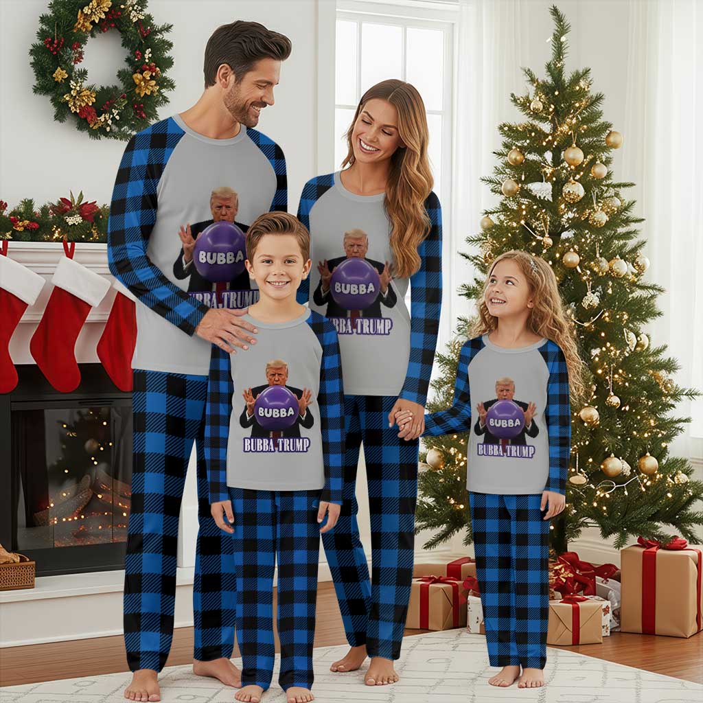 Bubba Trump Blowing Balloon Meme Plaid Pajama Set Funny Political Scandal Parody for Viral Humor Fans TS02 Blue Plaid Print Your Wear