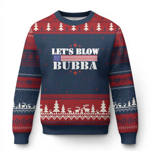 Lets Blow Bubba Ugly Christmas Sweater Satirical Patriot Meme TS02 Navy Red Print Your Wear