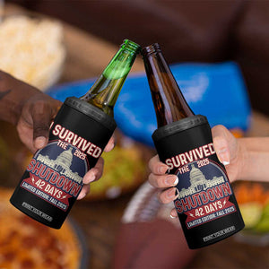 I Survived the 2025 Shutdown 4 in 1 Can Cooler Tumbler Funny Government Closure Parody Political Humor TS02 Print Your Wear