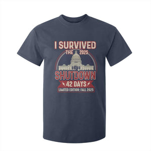 I Survived the 2025 Shutdown T Shirt For Kid Funny Government Closure Parody Political Humor TS02 Navy Print Your Wear