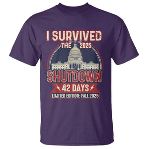 I Survived the 2025 Shutdown T Shirt Funny Government Closure Parody Political Humor TS02 Purple Print Your Wear