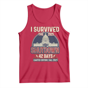 I Survived the 2025 Shutdown Tank Top Funny Government Closure Parody Political Humor TS02 Red Print Your Wear
