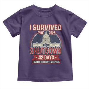 I Survived the 2025 Shutdown Toddler T Shirt Funny Government Closure Parody Political Humor TS02 Purple Print Your Wear