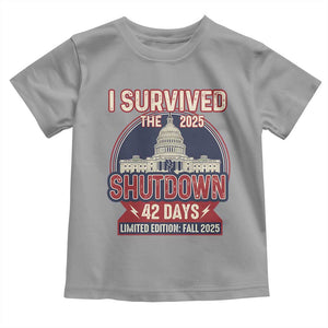 I Survived the 2025 Shutdown Toddler T Shirt Funny Government Closure Parody Political Humor TS02 Sport Gray Print Your Wear