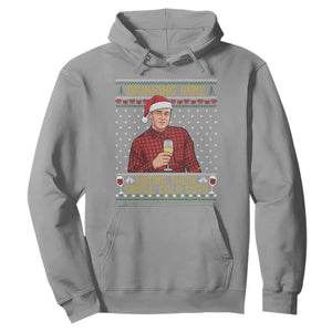 Funny Ed Gein Christmas Meme Hoodie Drinking Wine Eating This Sinful Cold Cuts Viral Scene Naughty Holiday TS02 Sport Gray Print Your Wear
