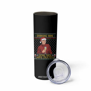 Funny Ed Gein Christmas Meme Skinny Tumbler Drinking Wine Eating This Sinful Cold Cuts Viral Scene Naughty Holiday TS02 Print Your Wear