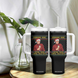 Funny Ed Gein Christmas Meme Tumbler With Handle Drinking Wine Eating This Sinful Cold Cuts Viral Scene Naughty Holiday TS02 Print Your Wear