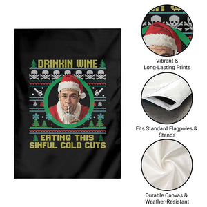 Funny Ed Gein Horror Christmas Meme Garden Flag Drinking Wine Eating This Sinful Cold Cuts Viral Scene TS02 Print Your Wear