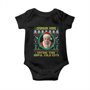 Funny Ed Gein Horror Christmas Meme Baby Onesie Drinking Wine Eating This Sinful Cold Cuts Viral Scene TS02 Black Print Your Wear