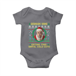 Funny Ed Gein Horror Christmas Meme Baby Onesie Drinking Wine Eating This Sinful Cold Cuts Viral Scene TS02 Charcoal Print Your Wear