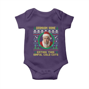 Funny Ed Gein Horror Christmas Meme Baby Onesie Drinking Wine Eating This Sinful Cold Cuts Viral Scene TS02 Purple Print Your Wear