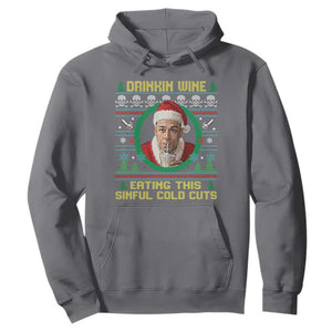 Funny Ed Gein Horror Christmas Meme Hoodie Drinking Wine Eating This Sinful Cold Cuts Viral Scene TS02 Charcoal Print Your Wear
