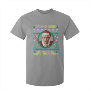 Funny Ed Gein Horror Christmas Meme T Shirt For Kid Drinking Wine Eating This Sinful Cold Cuts Viral Scene TS02 Sport Gray Print Your Wear