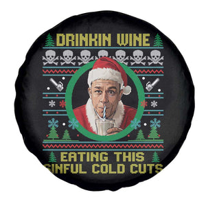 Funny Ed Gein Horror Christmas Meme Spare Tire Cover Drinking Wine Eating This Sinful Cold Cuts Viral Scene TS02 Print Your Wear