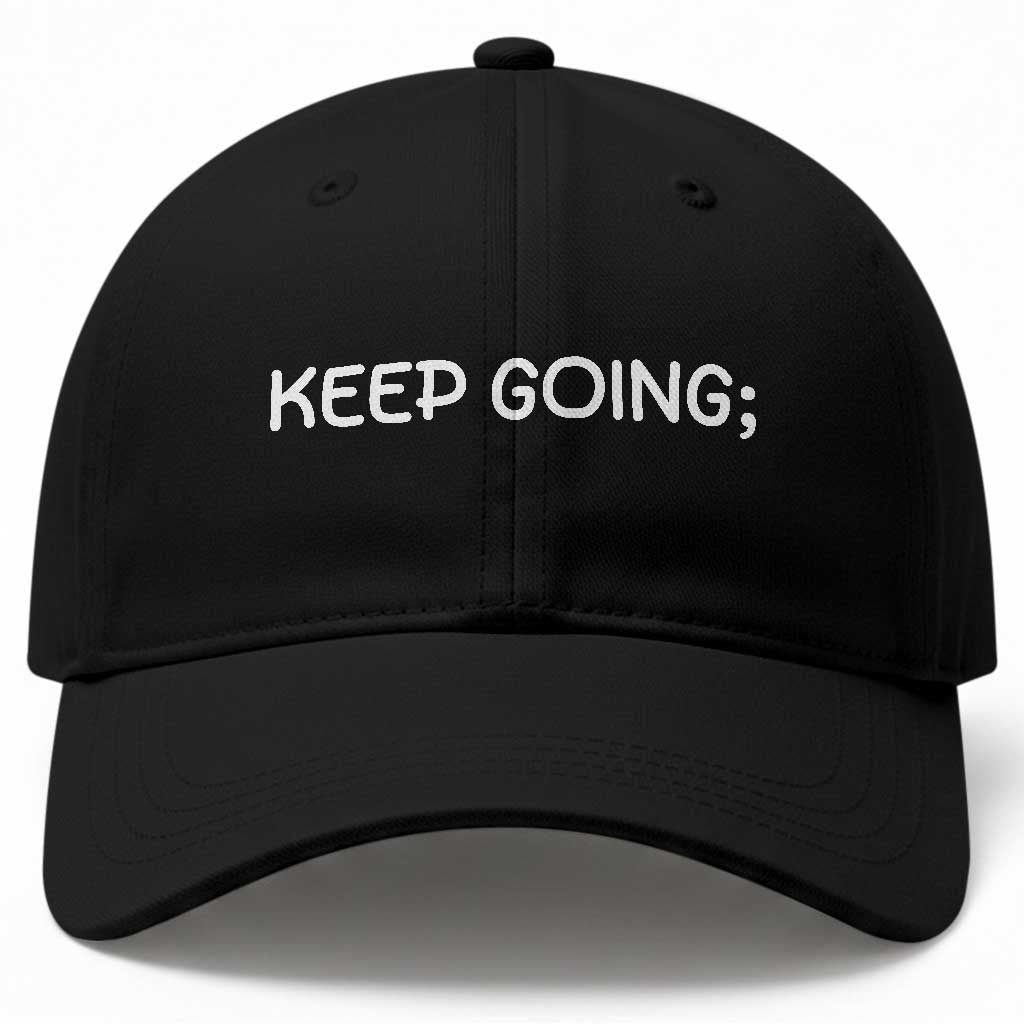 Keep Going Semicolon Suicide Prevention Awareness Baseball Cap Mental Health Support You Matter Inspiration Radiate Positivity TS02 Print Your Wear